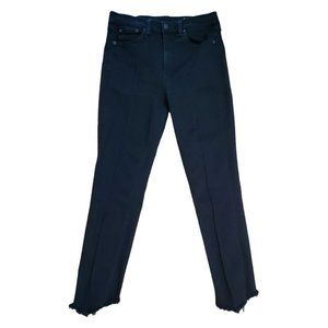 Rag & Bone Women's High Rise Ankle Skinny Black Denim Jeans 28 Stretch Raw Hem